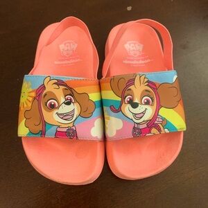 Kids Pink Paw Patrol Slides Shoes w/ Ankle Strap Size 7.5-8.5